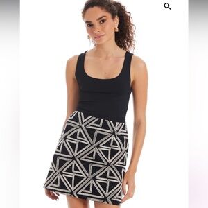 Allison New York‎ Grace Skirt Black And White Geo Size Large